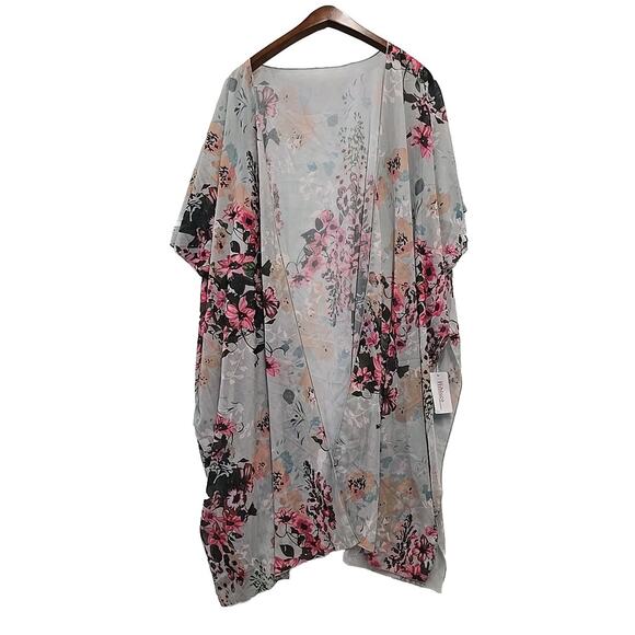 NWT Hibluco Womans Sheer Floral Kimono XXL Whimsical Flowy Romantic Garden Fairy - Picture 1 of 6